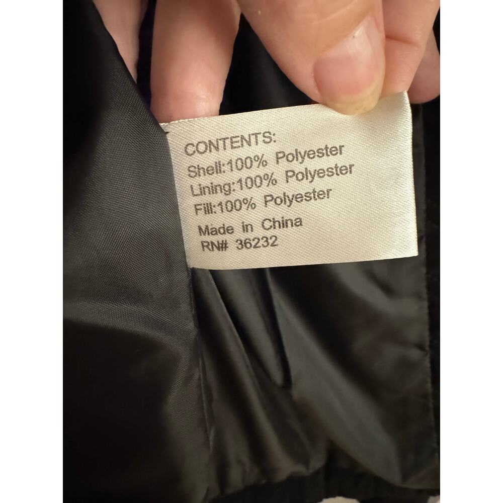 Gallery Petite Black Quilted Jacket Small Zip Front Structured Coat - Picture 9 of 10